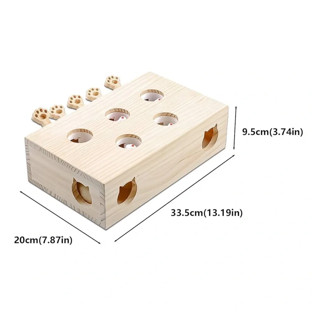 Interactive Wooden Cat Toy